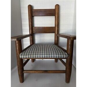 American Ladderback wood chair for child or doll Primitive Farmhouse Vintage